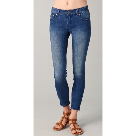 FREE PEOPLE Dark Wash Ankle Zip Jeans - Picture 2 of 9